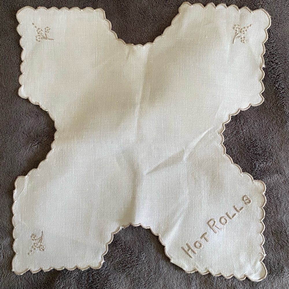 Vintage Linen or Cotton Cloth for Basket of Rolls
